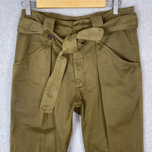 Etoile Isabel Marant Womens 1 Green Paperbag Belted High Rise Pants - Picture 2 of 9